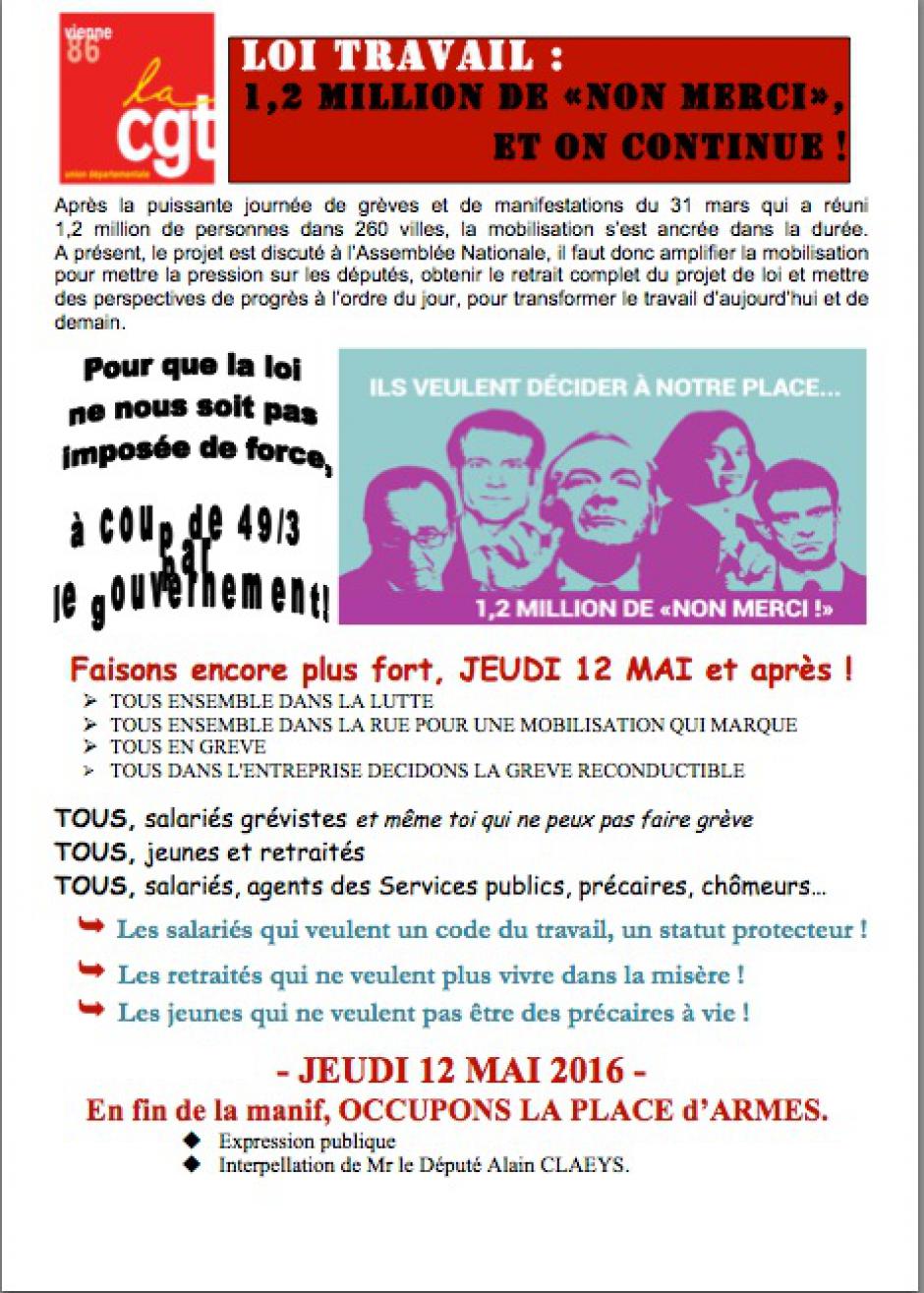 Loi travail : Journée de Grève et de Manifestation (Poitiers)