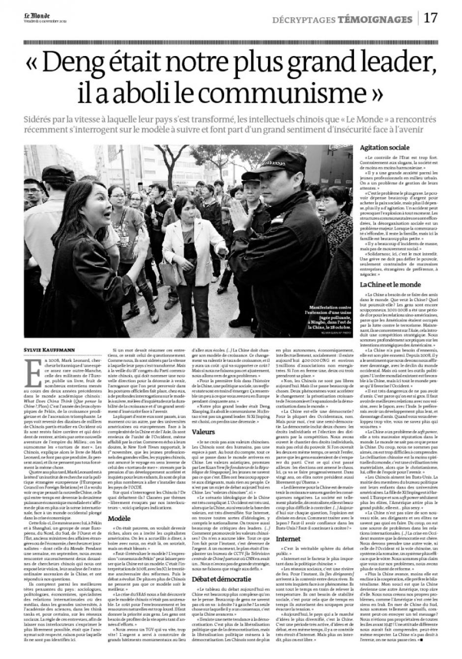 20121109-Le Monde-« Deng était notre plus grand leader, il a aboli le communisme »