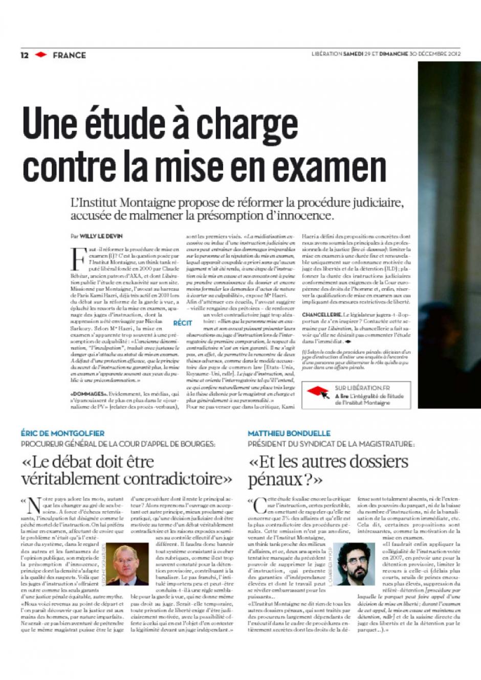 20121229-Libération-Mathieu Bonduelle « Et les autres dossiers pénaux ? » [À propos de la mise en examen]