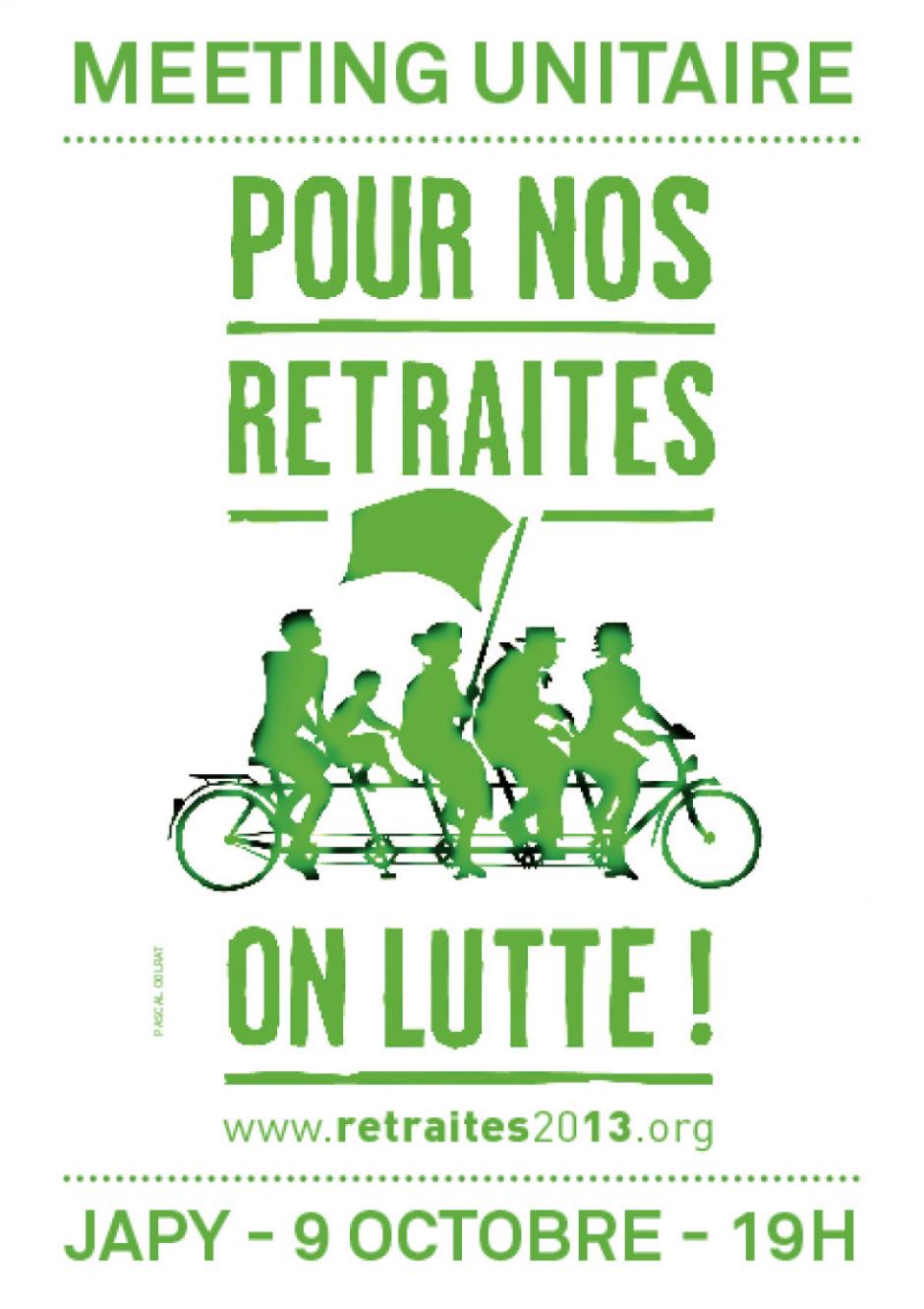 9 octobre, Paris - Meeting unitaire « Pour nos retraites, on lutte ! »