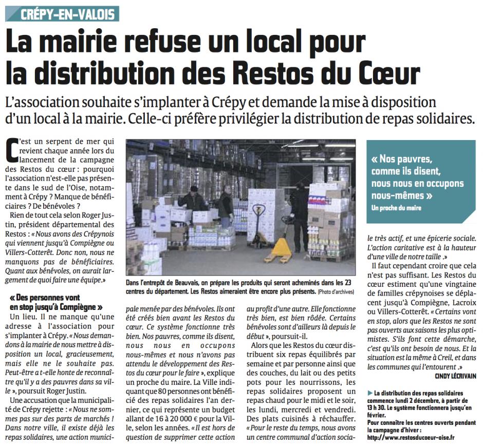20131127-CP-Crépy-en-Valois-La mairie refuse un local pour la distribution des Restos du Cœur