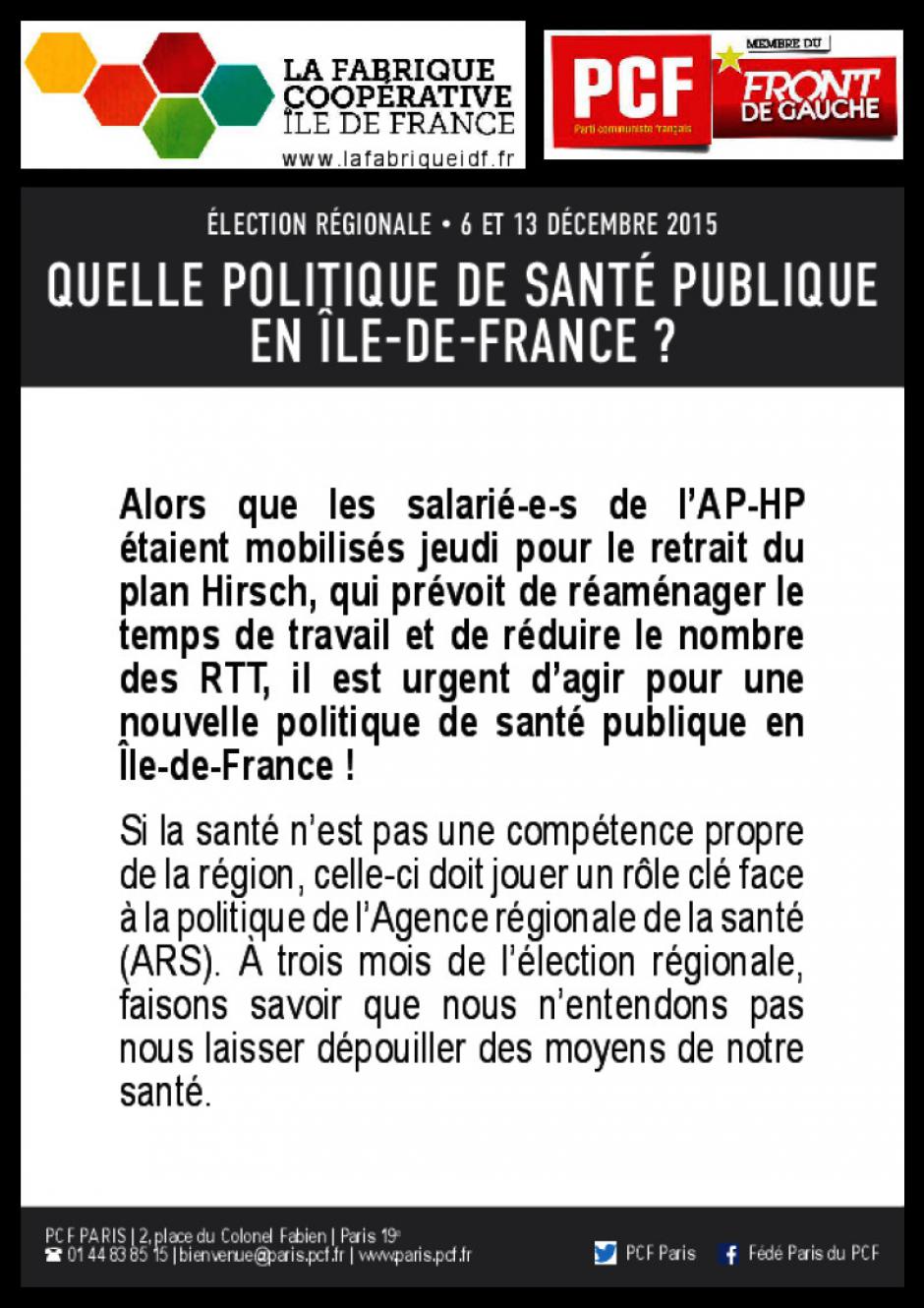 Quelle politique de santé publique en Ile-de-France ?