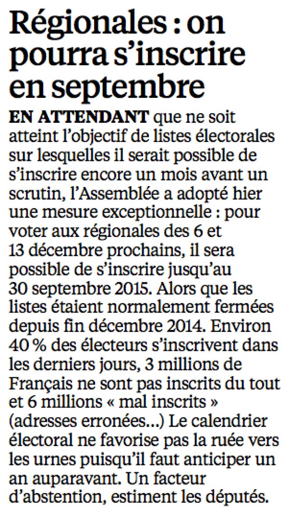 20150709-LeP-France-R2015-Régionales : on pourra s'inscrire en septembre