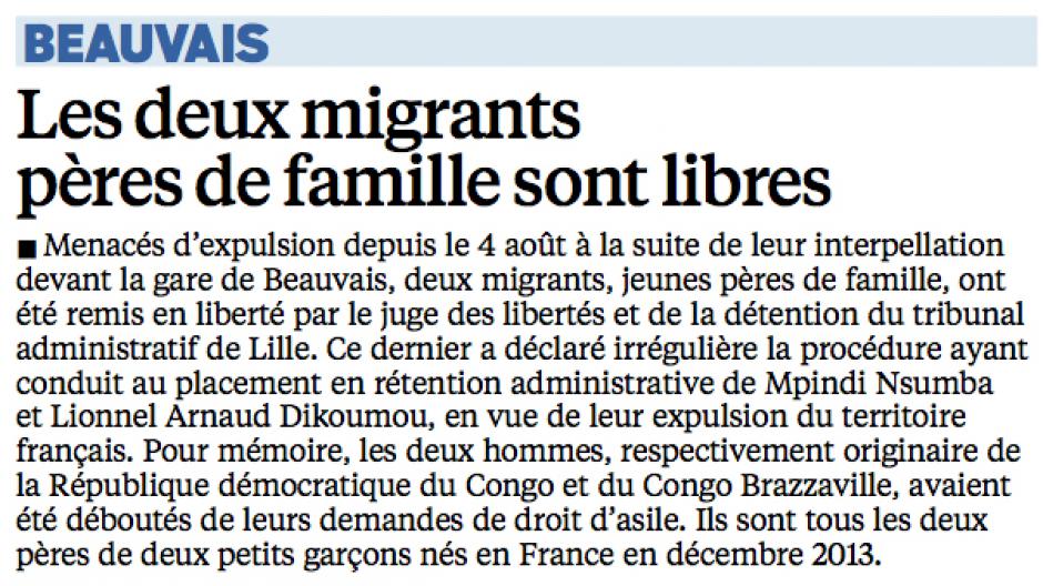 20150815-LeP-Beauvais-Les deux migrants pères de famille sont libres