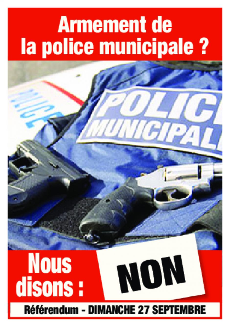 Tract « Armement de la police municipale ? Nous disons 