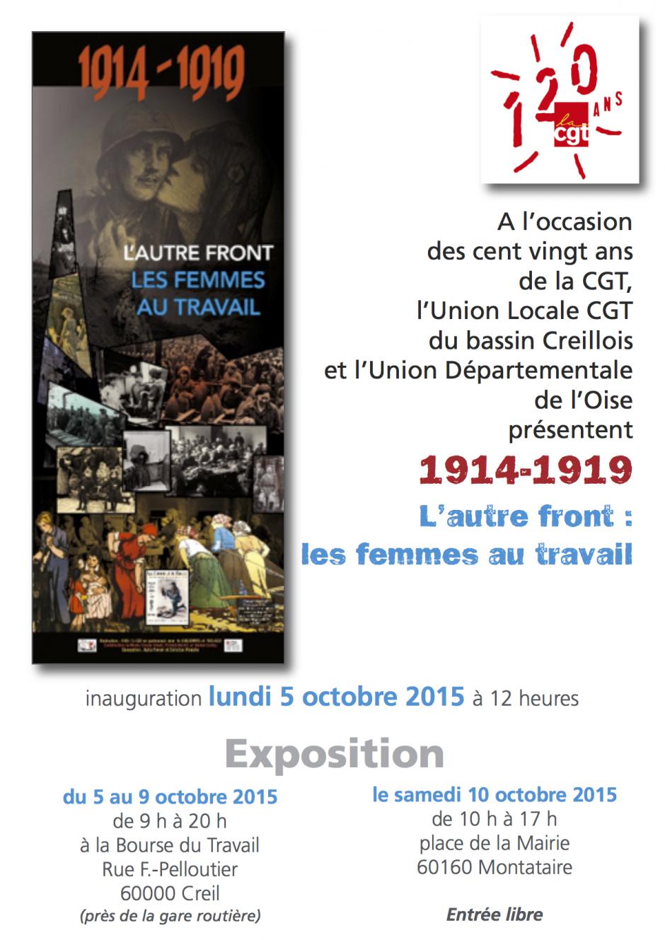 Du 5 au 10 octobre, Creil-Montataire - CGT-Exposition « 1914-1919, l'autre front : les femmes au travail »