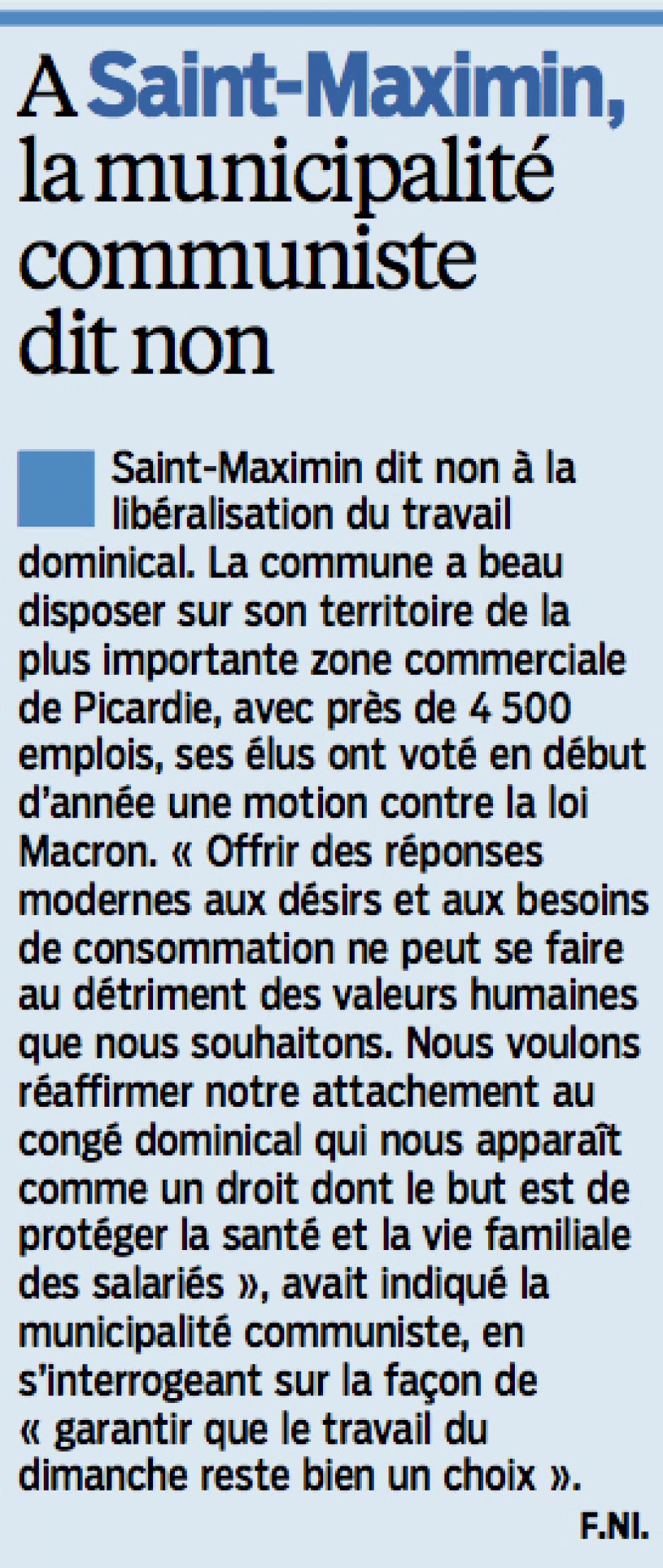 20151012-LeP-Saint-Maximin-La municipalité communiste dit non [au travail dominical]