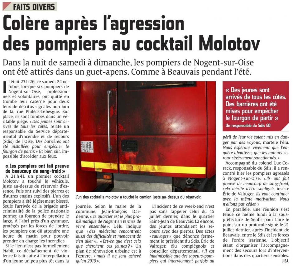 20151027-CP-Nogent-sur-Oise-Colère après l'agression des pompiers au cocktail Molotov