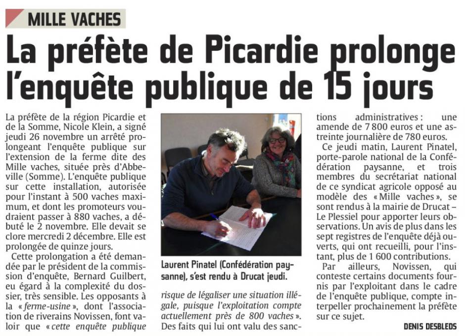 20151127-CP-Drucat-Mille Vaches : la Préfète de Picardie prolonge l'enquête publique de 15 jours
