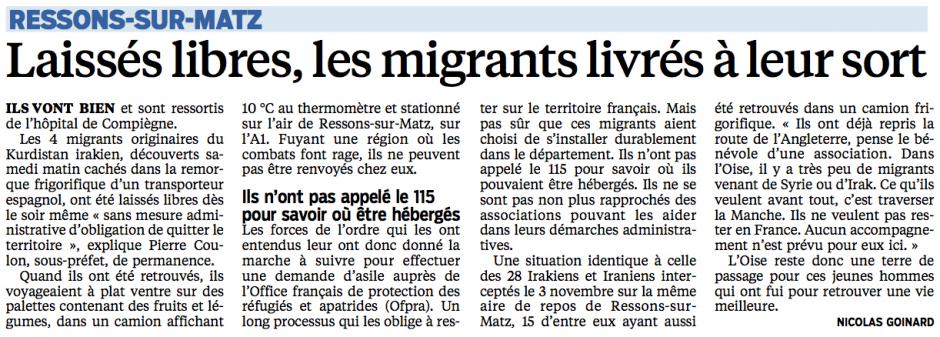 20160111-LeP-Ressons-sur-Matz-Laissés libres, les migrants livrés à leur sort