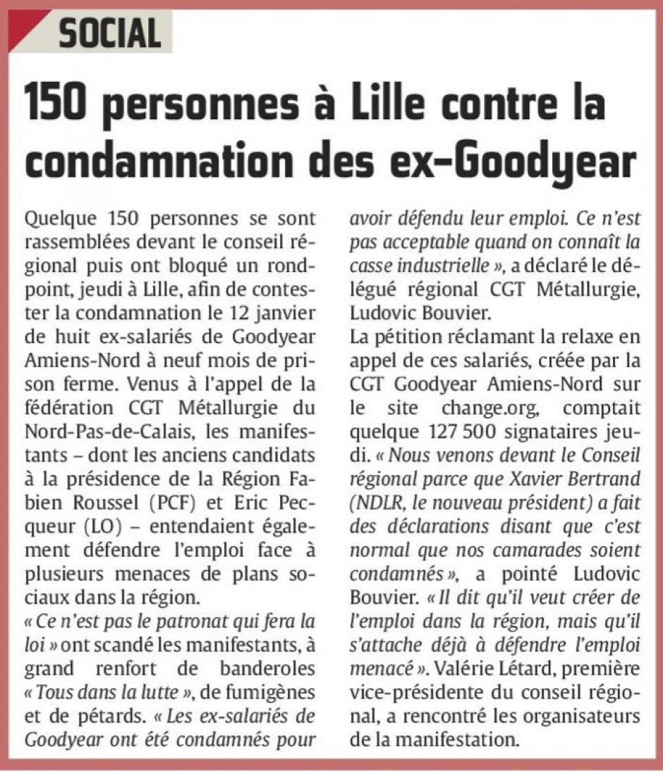 20160122-CP-Lille-150 personnes contre la condamnation des ex-Goodyear [pages régionales]