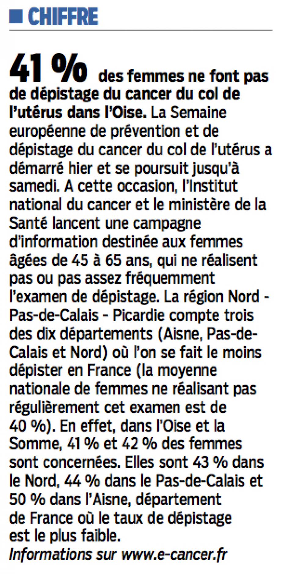 20160125-LeP-Oise-41 % des femmes ne font pas de dépistage du cancer du col de l'utérus dans le département