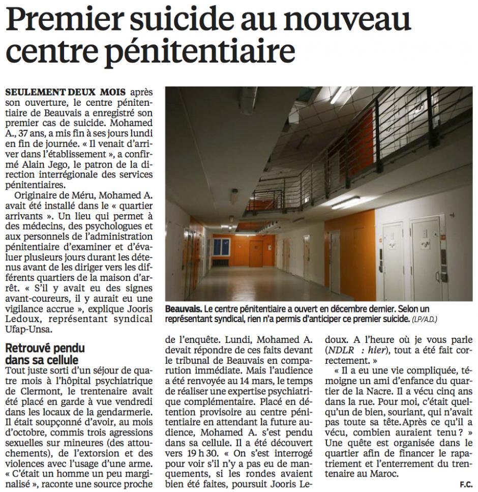 20160211-LeP-Beauvais-Premier suicide au nouveau centre pénitentiaire