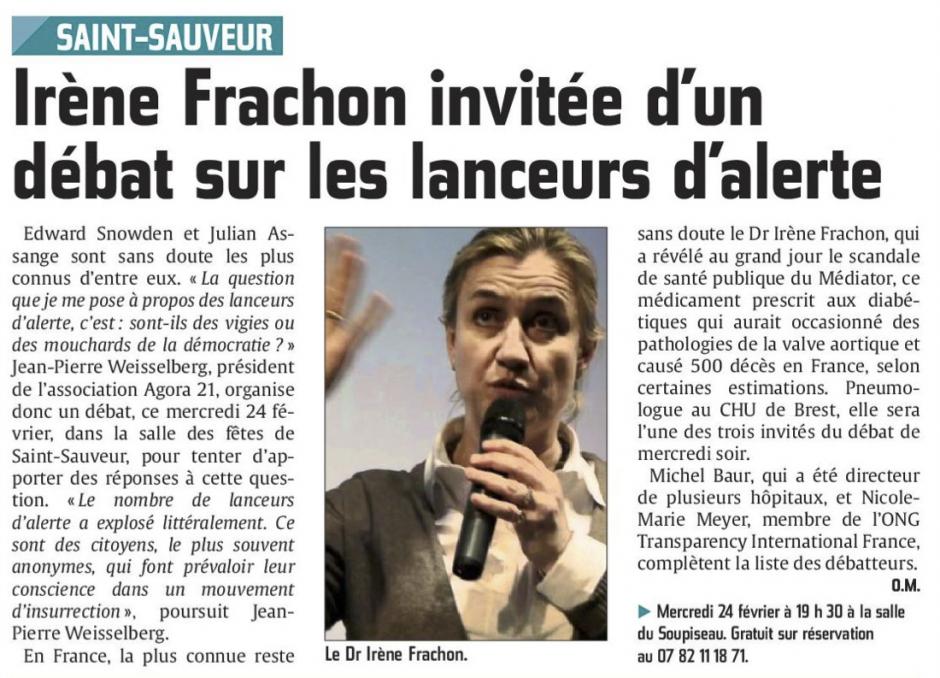20160221-CP-Saint-Sauveur-Irène Frachon invitée d'un débat sur les lanceurs d'alerte [Agora 21]