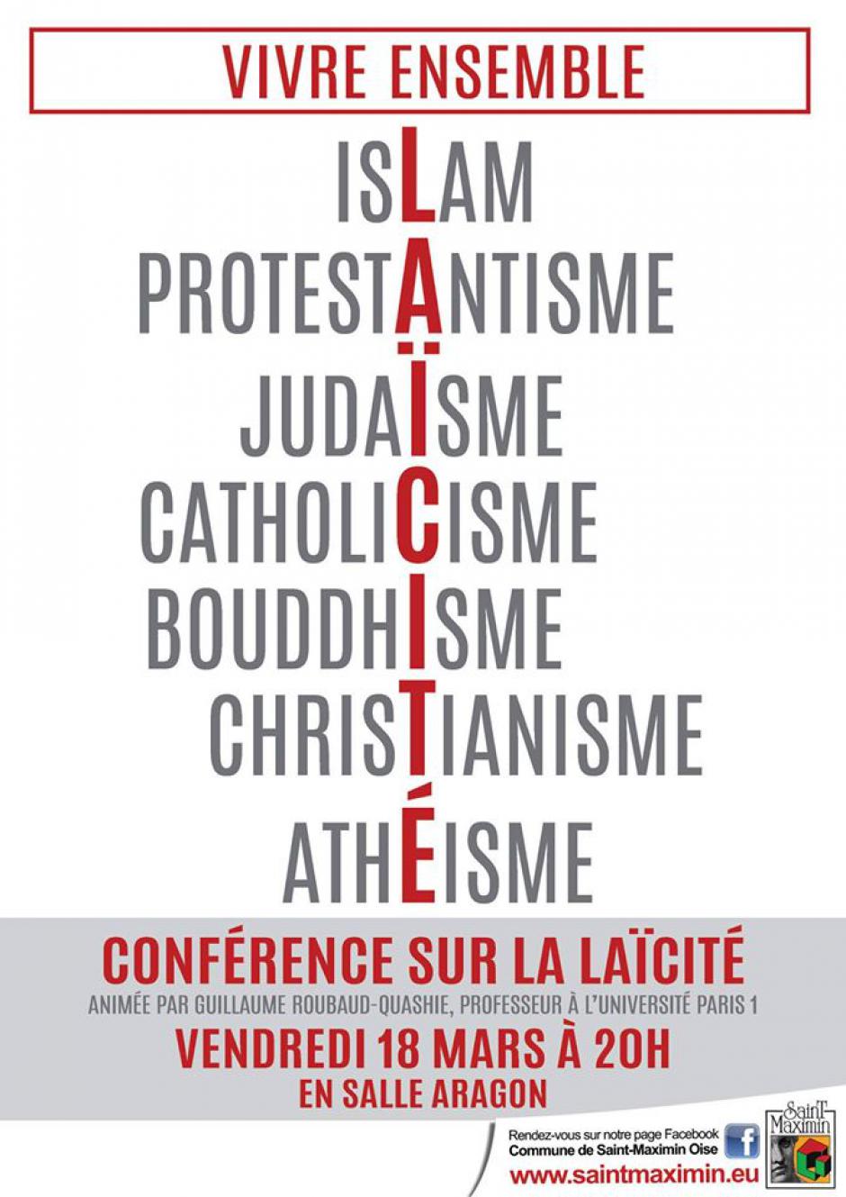 18 mars, Saint-Maximin - La laïcité, outil d'émancipation