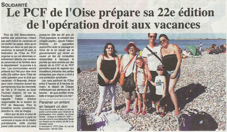 20160713-OH-Oise-Le PCF prépare sa 22e édition de l'opération droit aux vacances [édition Beauvaisis-Vexin]