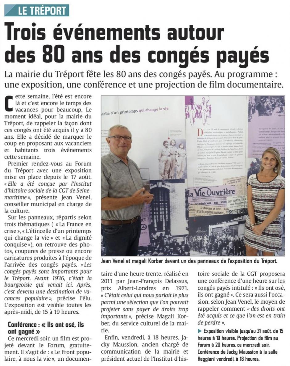 20160824-CP-Le Tréport-Trois événements autour des 80 ans des congés payés [édition Picardie maritime]