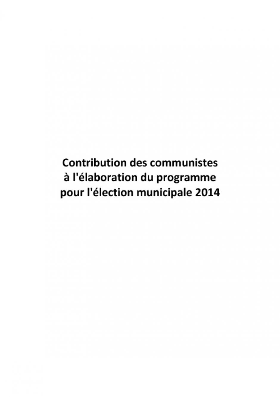 Municipales 2014 - contribution des communistes