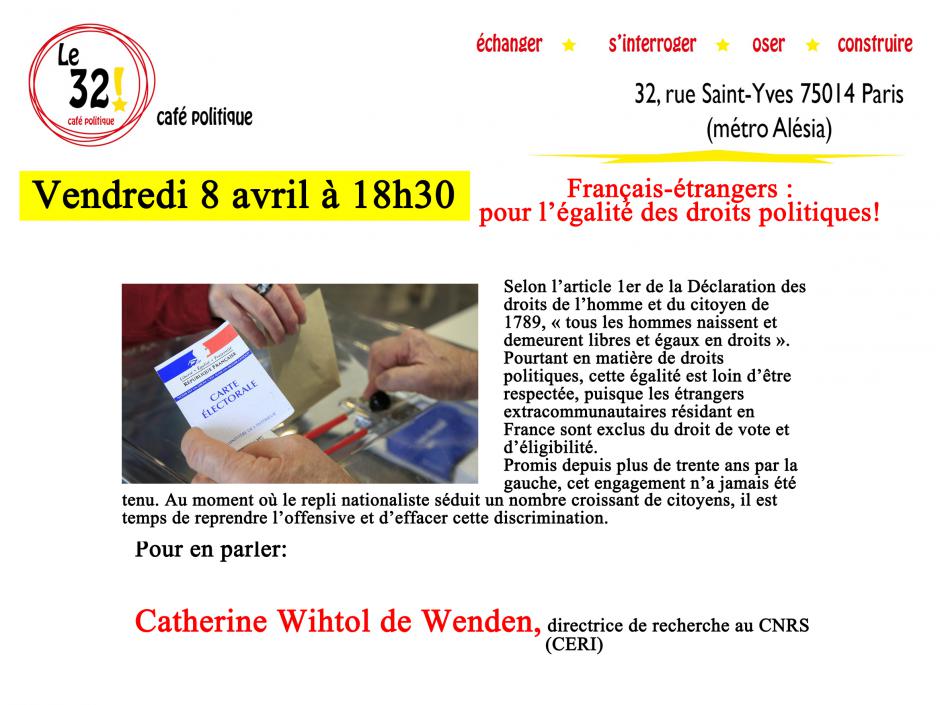 Français-étrangers: pour l'égalite des droits politiques!