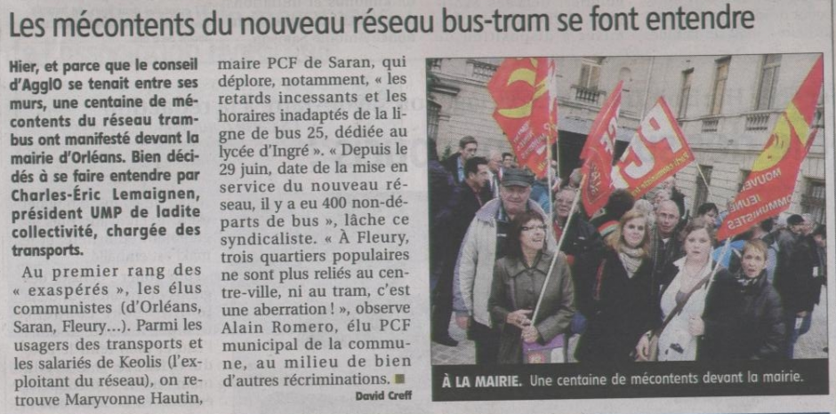 Orléans: toujours en lutte!!! Hier usagers du tramway!!!