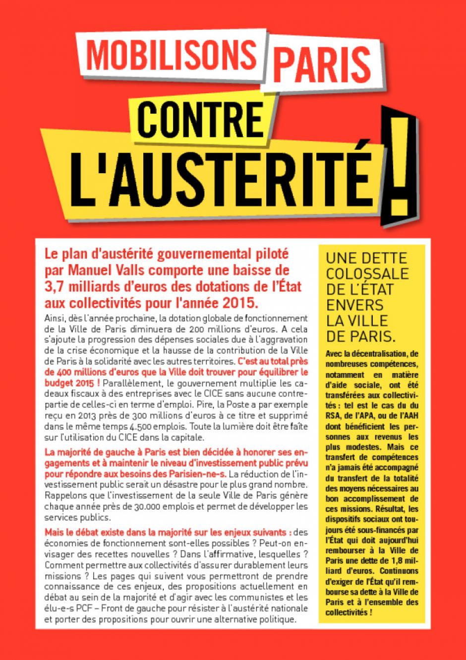 Mobilisons Paris contre l'austérité