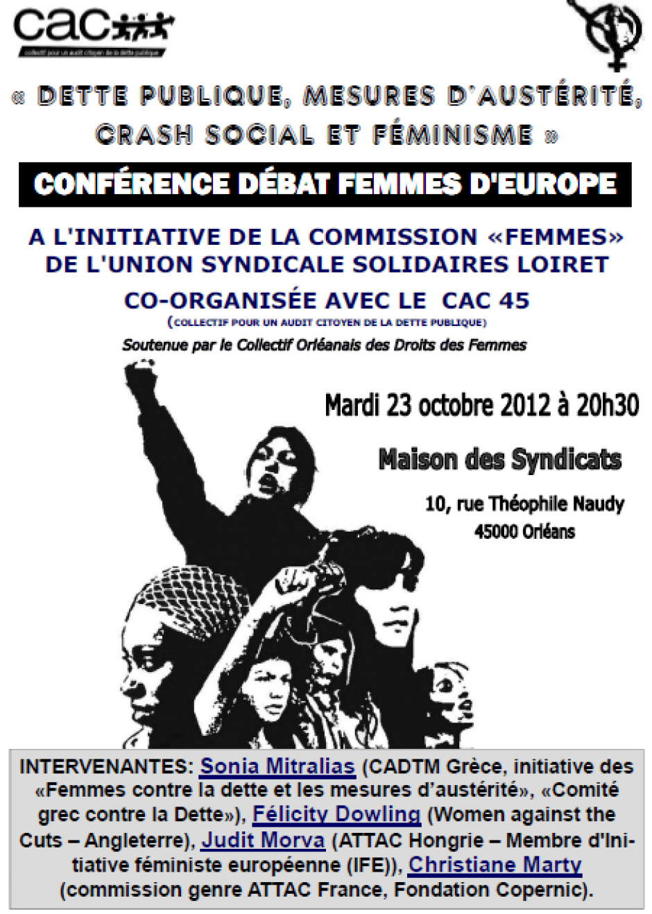 Femmes d'Europe 23 octobre à Orléans!!