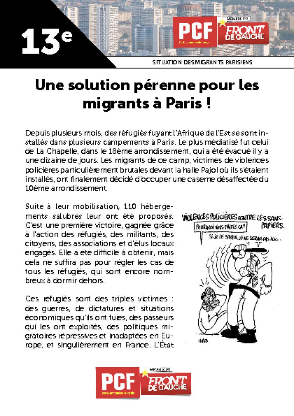 Une solution pérenne pour les migrants à Paris !